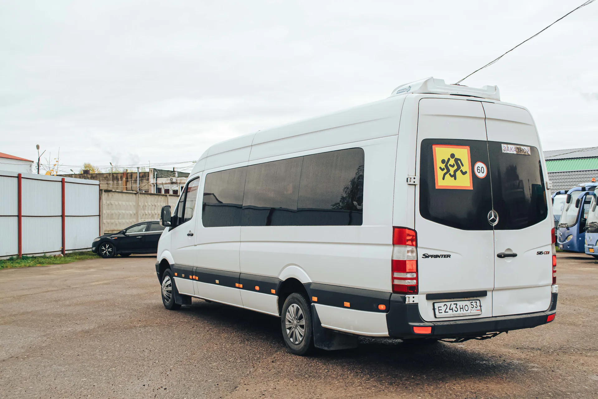 Белый Mercedes-Benz Sprinter, вид сзади слева